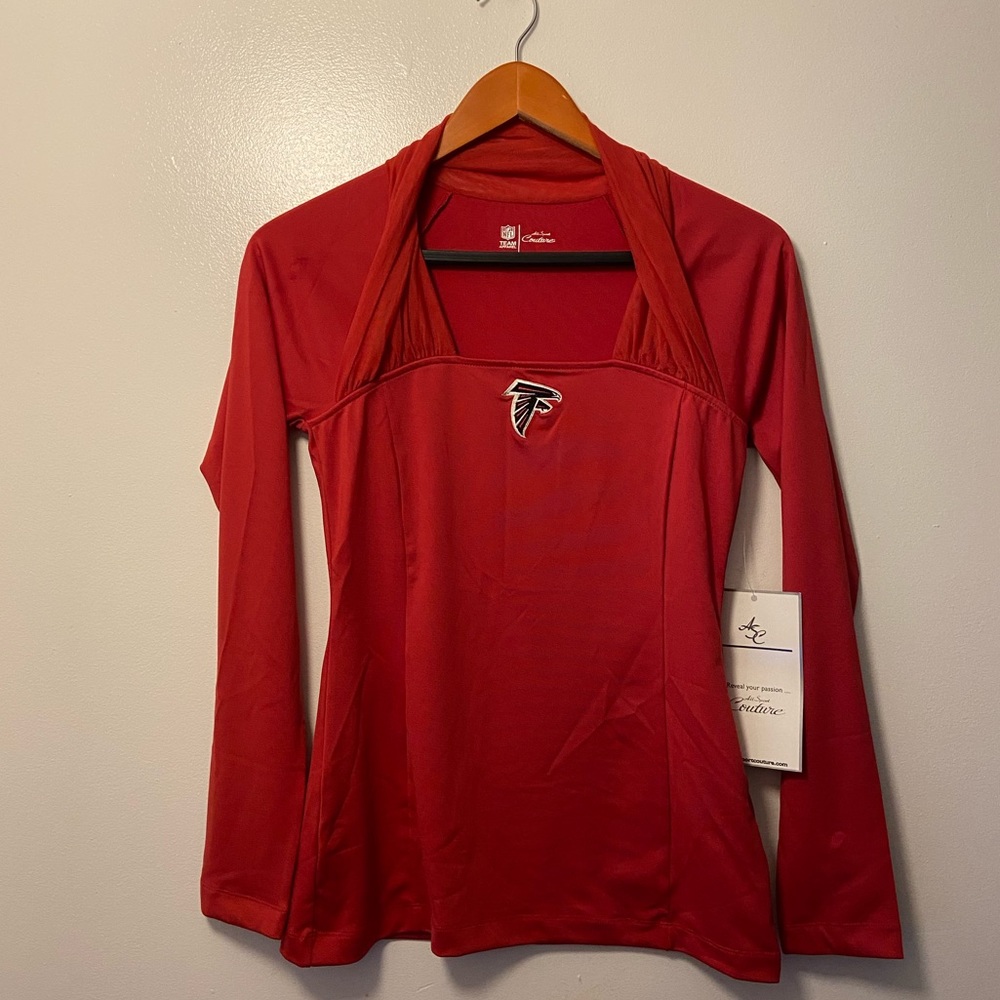NWT New NFL Atlanta Falcons Logo Maroon Red Long Sleeve Tee Shirt Sz. S